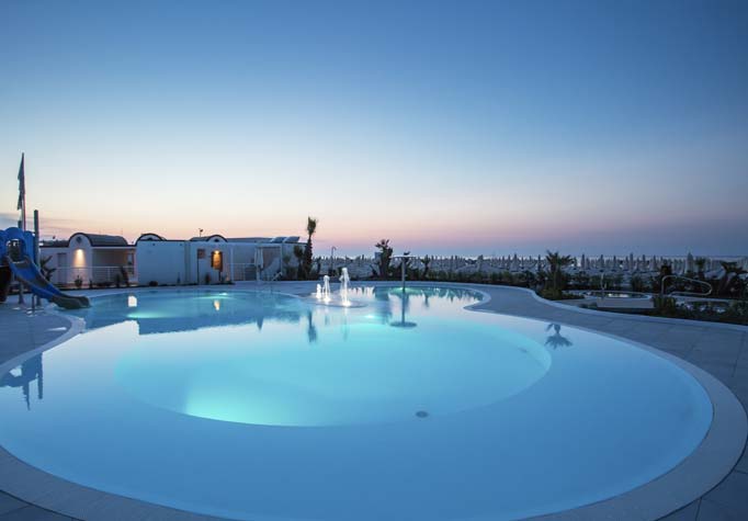 The beach pool in the evening